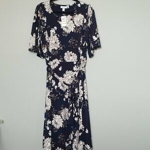 Charter club classy floral plus midi dress NWT 1X